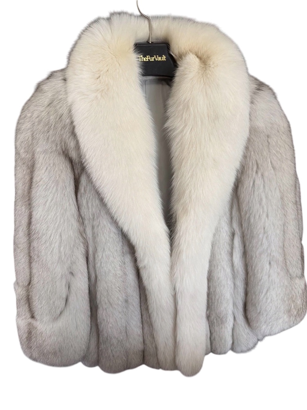 Luxurious Light Gray and White fox Saga Furs fox Coat - Picture 11 of 16